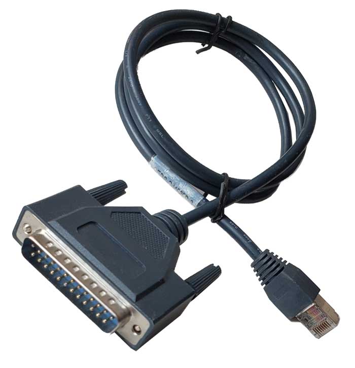 RJ45 to DB25 male, Null Modem Cable COM to Epson serial printer (RJ4525D3)